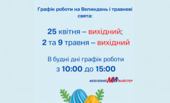 Графік роботи на Великдень та травневі свята