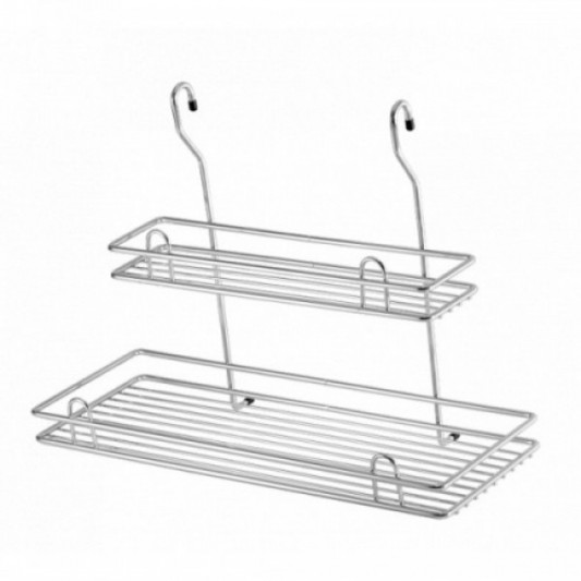Полиця на релінг пряма подвійна велика хром - 0