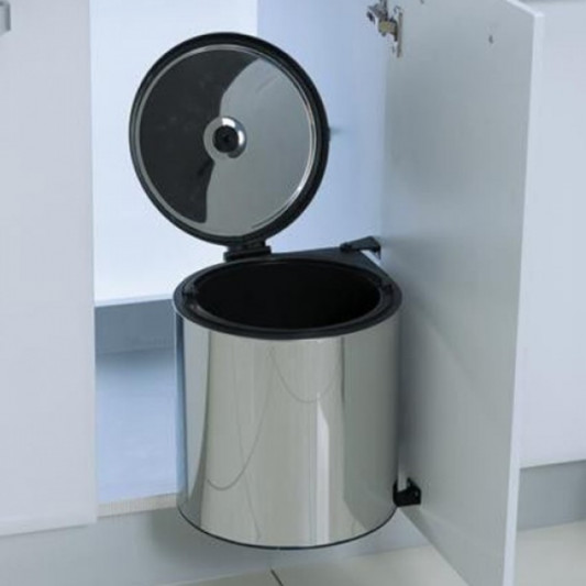 Відро Starax кругле 10л з відкидною кришкою хром S-2251-SS - 0