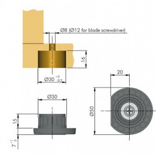 Меблева регульована опора Integrato Z 12 - 0