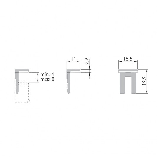 Полицетримач Kubic для скляних полиць 4-8 саморізів білий - 3