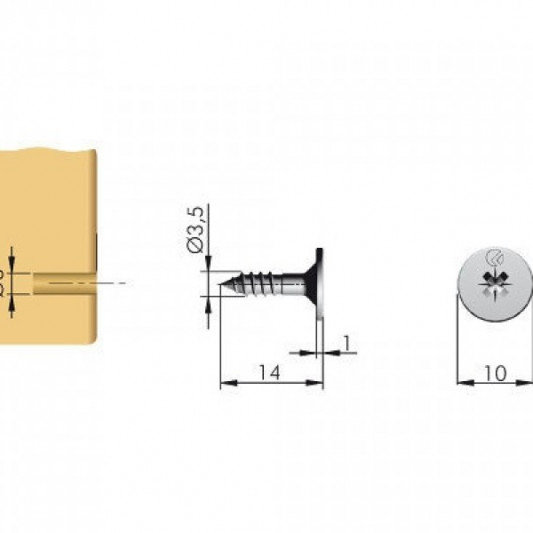 Толкатель K-Push ответка круглая для магнита Ø10 штифт-саморез L=14 никель Italy - 1