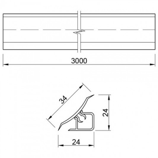 Плінтус на стільницю El-Mech-Plast 09 дуб рустікал 3 м - 1