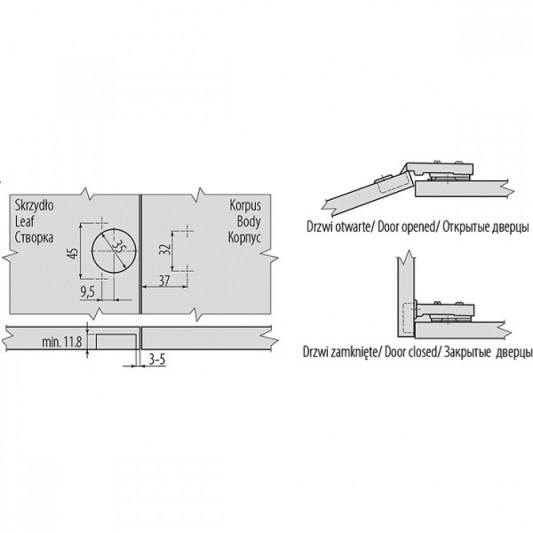 Завіса GTV накладна з доводчиком Clip-on H=0 Prestige - 1