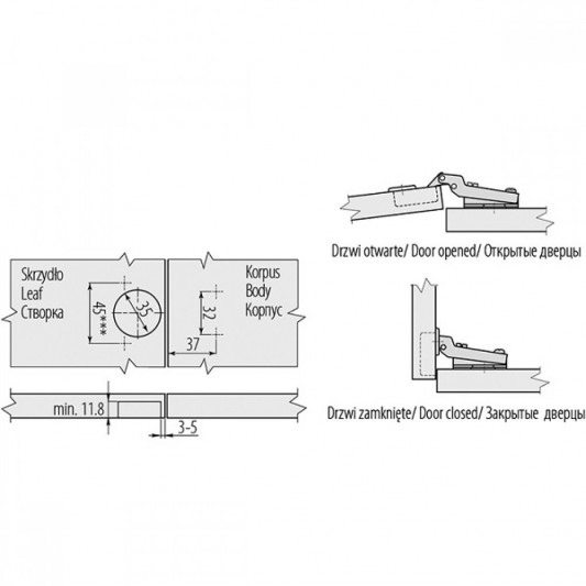 Петля GTV полунакладная Slide-on H=0 - 1