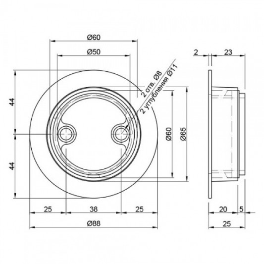 Z-181-211 Ø50 кріплення на торець (нижнє кріплення труби) хром - 1