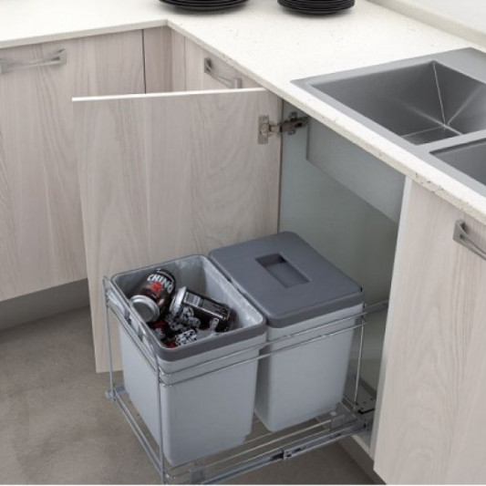 Сортер для роздільного сміття в 400 модуль, 2 відра по 15л Vibo - 2