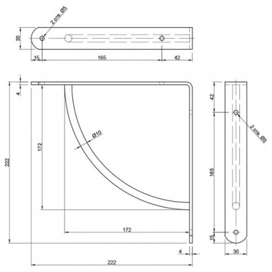 Консоль металева опукла хром 222×222 - 1