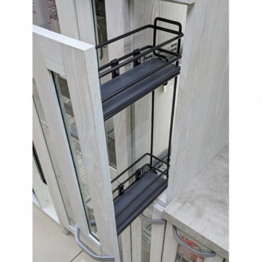 Карго Starax 150 2 полиці часткового висування на тандемах Blum дно з ДСП антрацит ліве S-2476 L - 0