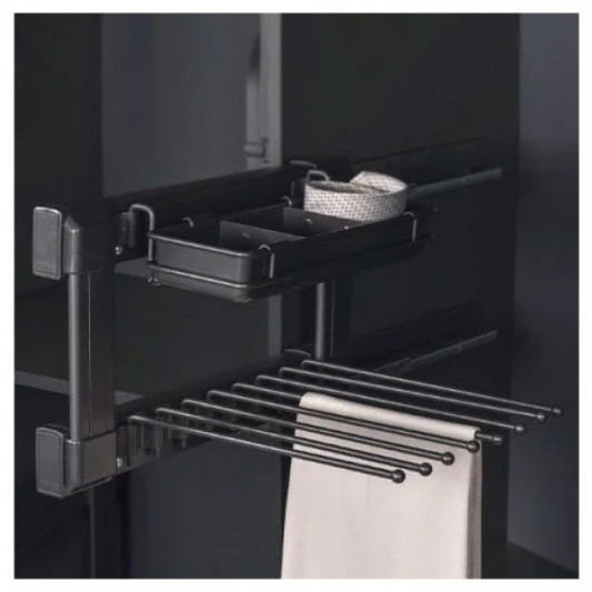 Брючниця Starax з кошиком на направляючій L ліва (360х475х220) антрацит S-6735-A - 0