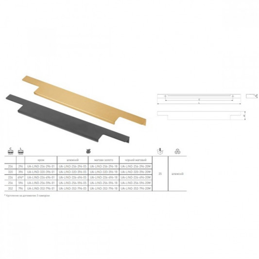 Ручка GTV LIND 224/496 алюміній - 1