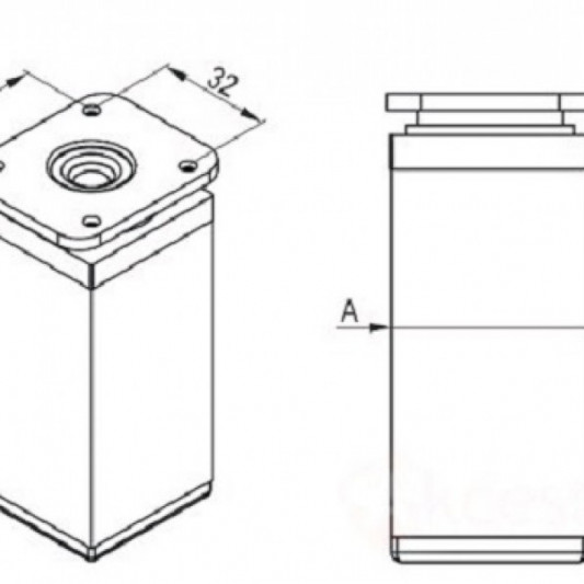 Ніжка меблева регульована 40×40 H=60 алюміній - 1