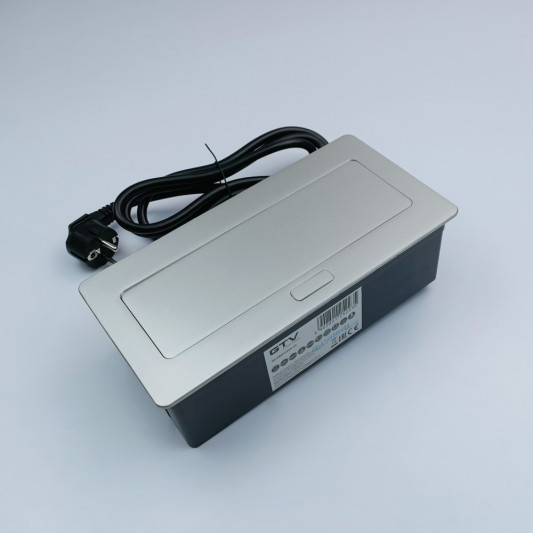 Подовжувач GTV SOFT 2 розетки SCHUKO 2xUSB провід 1,5м з вилкою Алюміній - 0