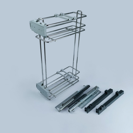 Карго 150 2 полки с боковым крепл. 3D хром ITALY в Верхний Модуль на скрыт. направл. Hettich левое - 0