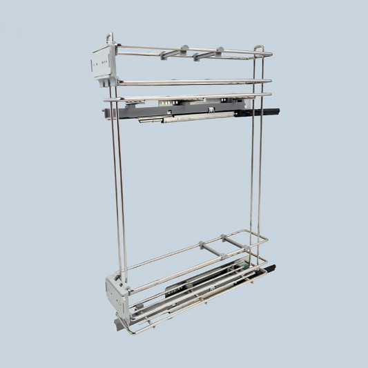 Карго 150 2 полки с боковым крепл. 3D хром ITALY в Верхний Модуль на скрыт. направл. Hettich левое - 1