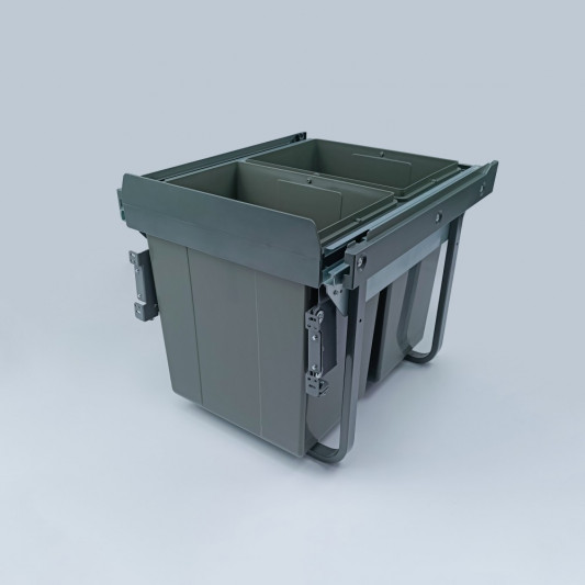 Система для відходів Movimento 2х20л в секцію 450мм на прихованих направляючих,3D кріплення фасаду графіт - 1