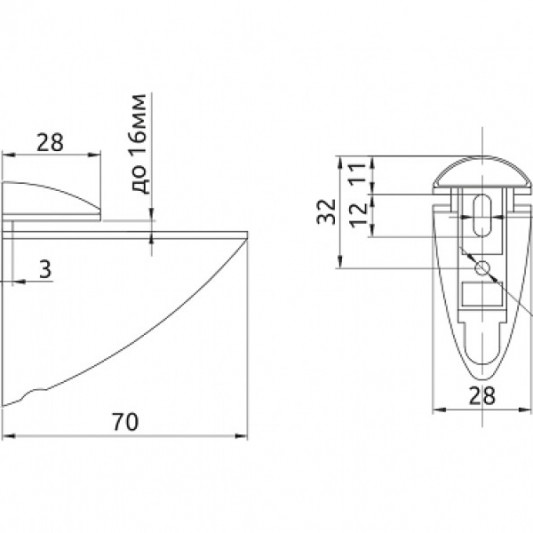 Пелікан Р 1512 хром 66×66 - 1